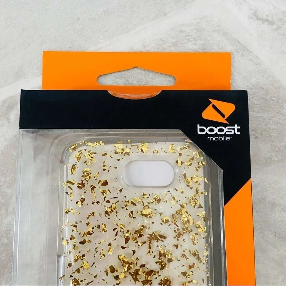 Samsung galaxy J3 Emerge gold sparkle speckle style-tact protective phone case